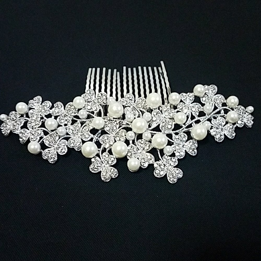 New Daisy Bridal & Party Pearl Rhinestone Comb